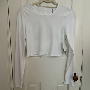 NWT Beyond Yoga Performance Knit Resilient Cropped Pullover Lunar White (Size M)
